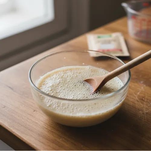 Primer paso de la receta de masa de pizza casera