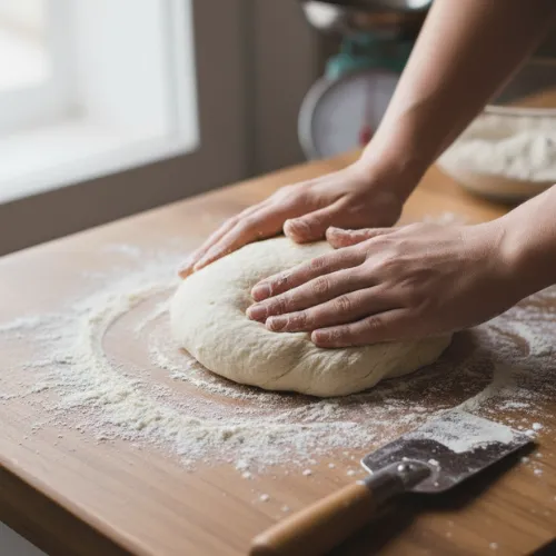 Tercer paso de la receta de masa de pizza casera