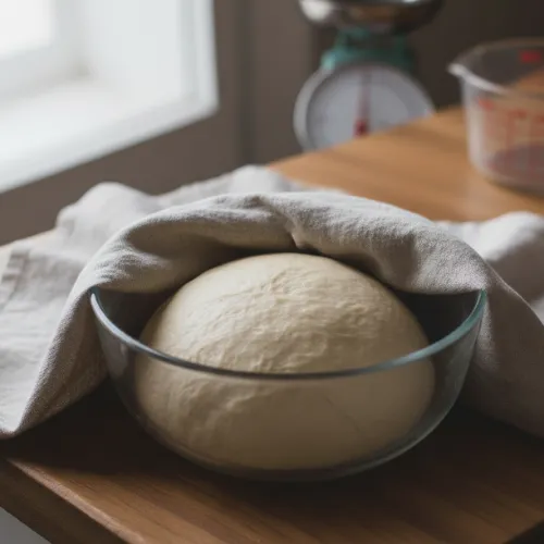 Cuarto paso de la receta de masa de pizza casera