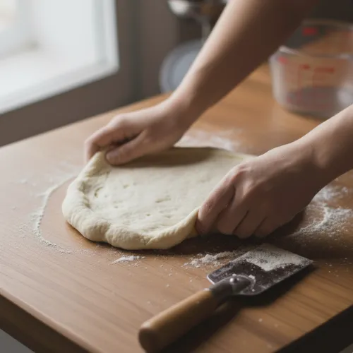 Sexto paso de la receta de masa de pizza casera