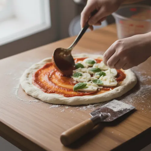 Séptimo paso de la receta de masa de pizza casera